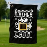 Christmas Bah Hum Chug Ugly Sweater Design Golf Towel thumb 1