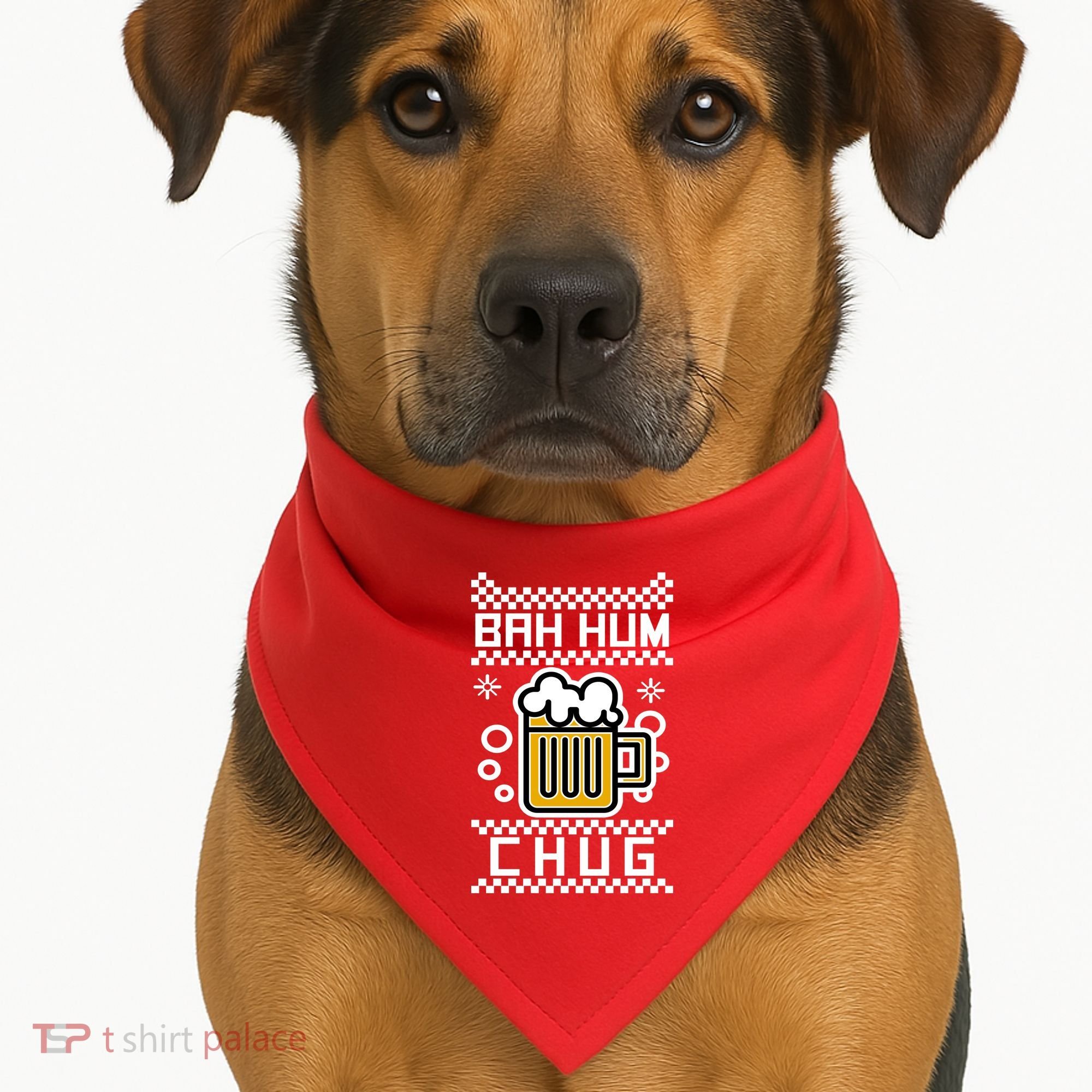 Christmas Bah Hum Chug Ugly Sweater Design USA-Made Doggie Bandana