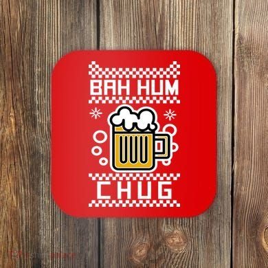 Christmas Bah Hum Chug Ugly Sweater Design Coaster