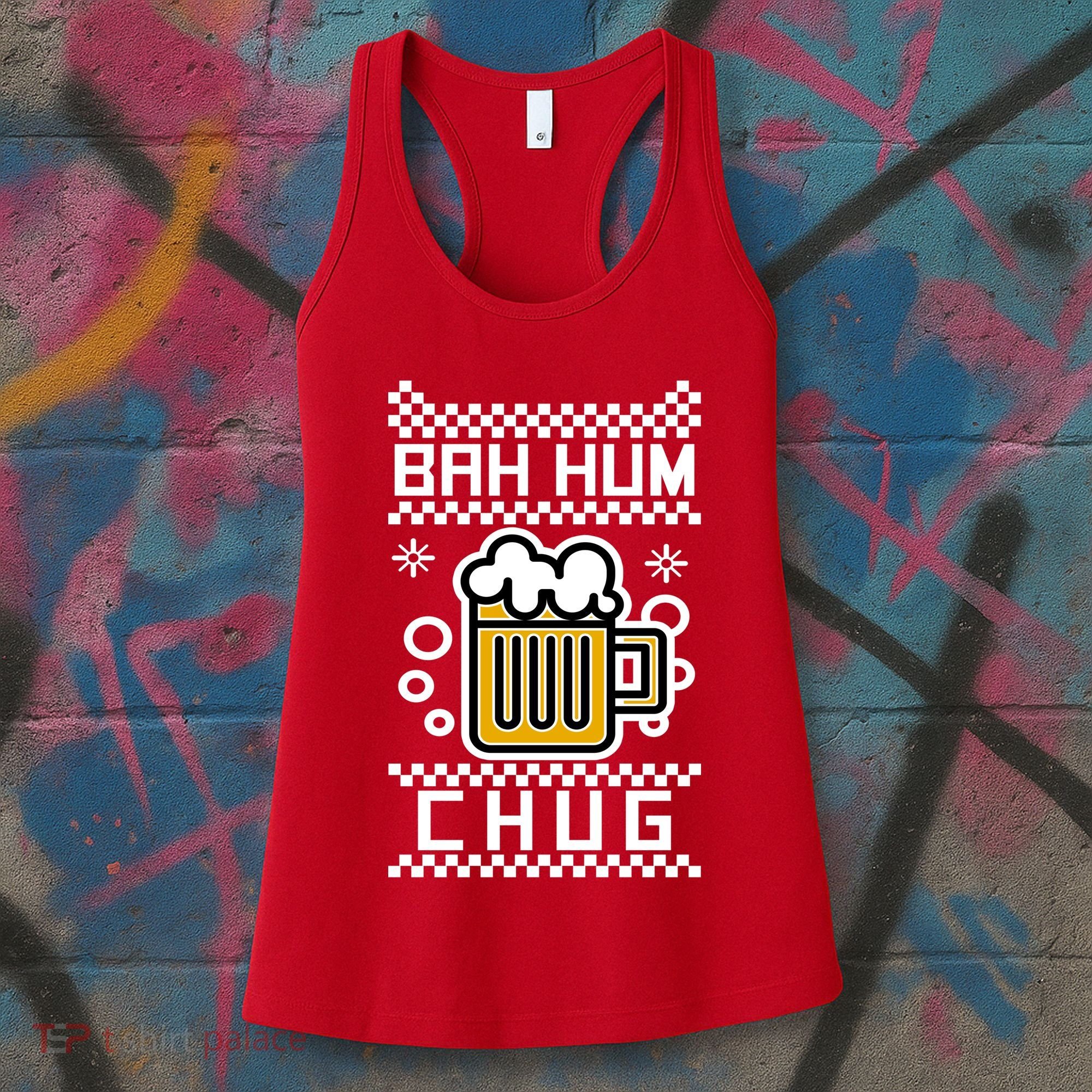 Christmas Bah Hum Chug Ugly Sweater Design Women's Tank Top