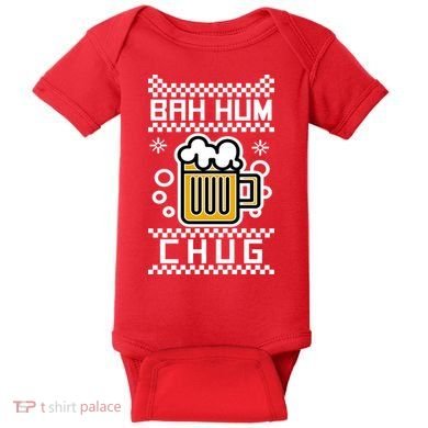 Christmas Bah Hum Chug Ugly Sweater Design Baby Bodysuit