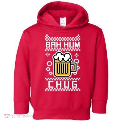 Christmas Bah Hum Chug Ugly Sweater Design Toddler Hoodie