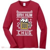Christmas Bah Hum Chug Ugly Sweater Design Women's Long Sleeve Shirt thumb 0
