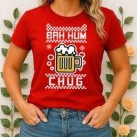 Christmas Bah Hum Chug Ugly Sweater Design Women's T-Shirt thumb 2