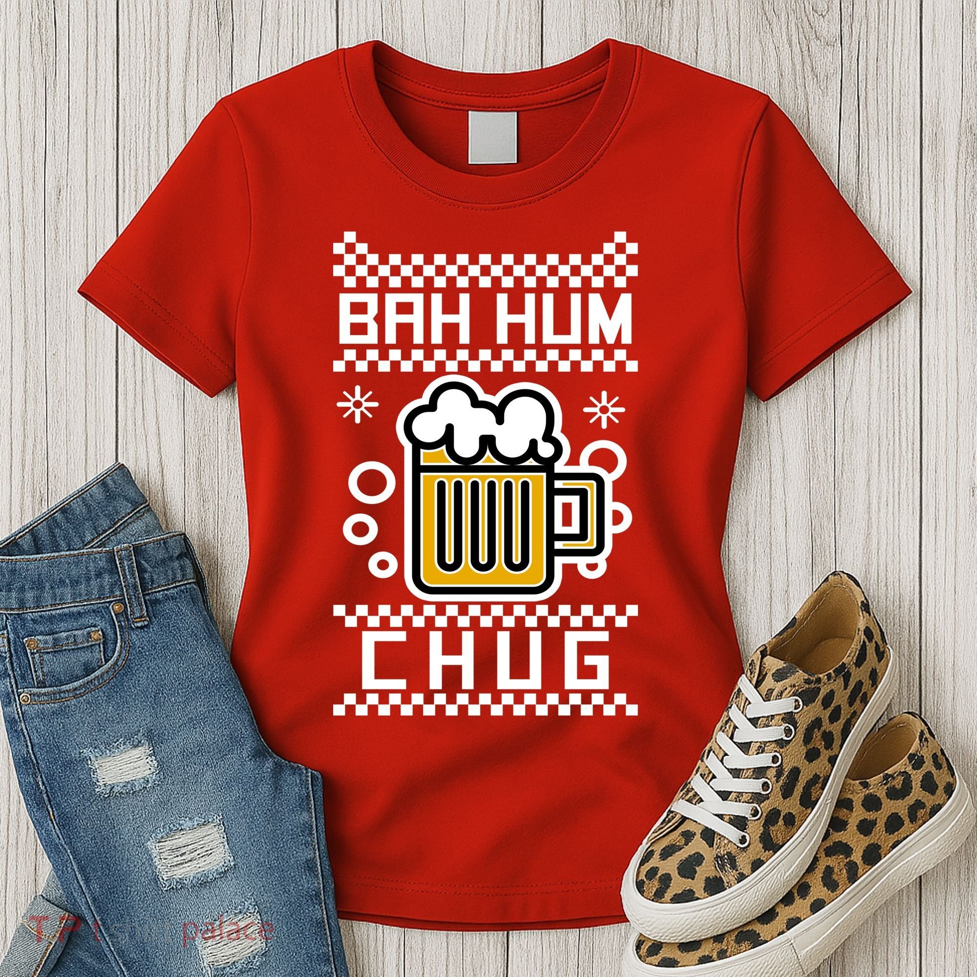 Christmas Bah Hum Chug Ugly Sweater Design Women's T-Shirt