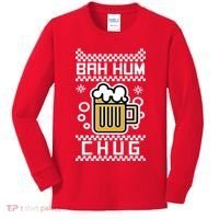 Christmas Bah Hum Chug Ugly Sweater Design Kids Long Sleeve Shirt thumb 0