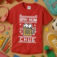 Christmas Bah Hum Chug Ugly Sweater Design Kids T-Shirt thumb 3