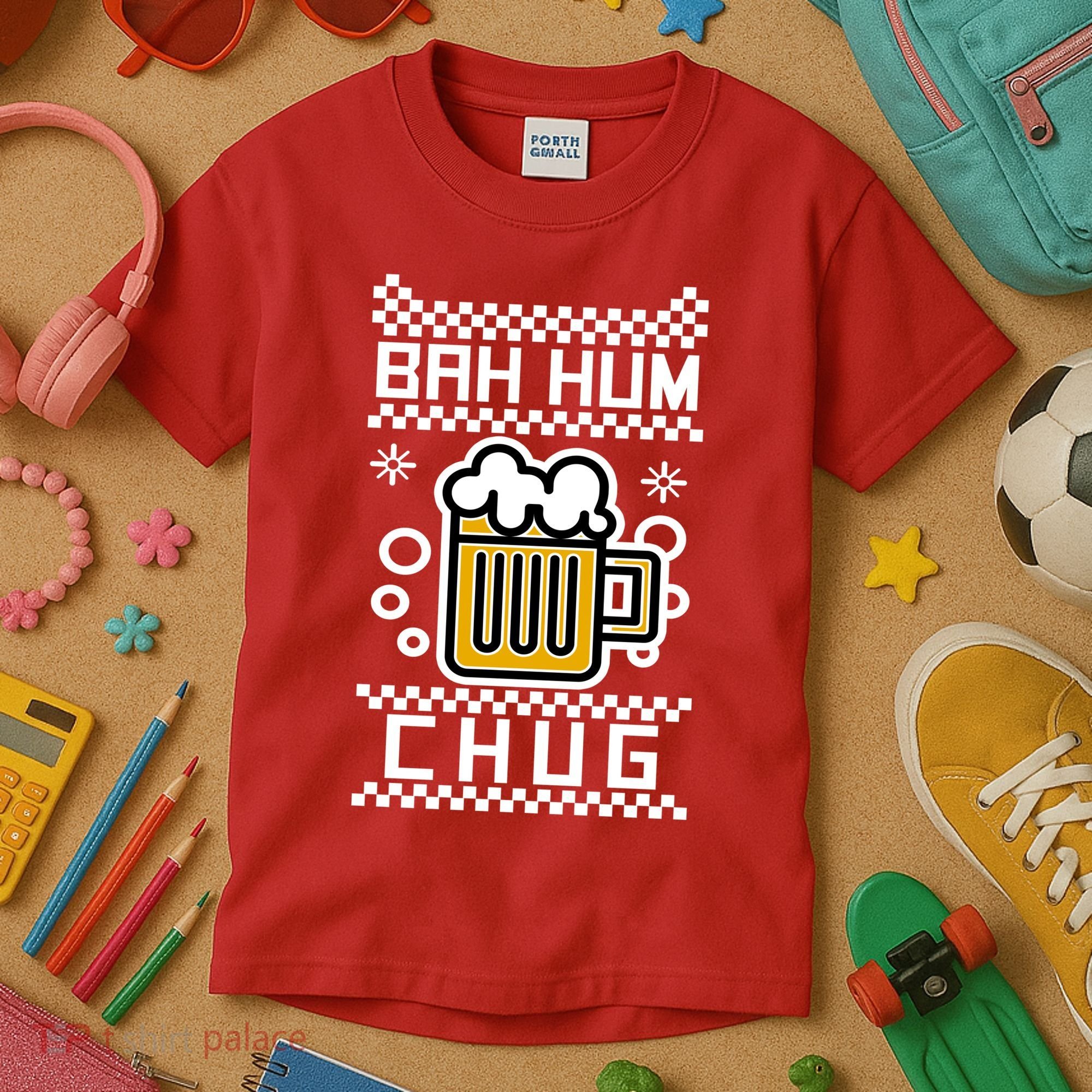 Christmas Bah Hum Chug Ugly Sweater Design Kids T-Shirt