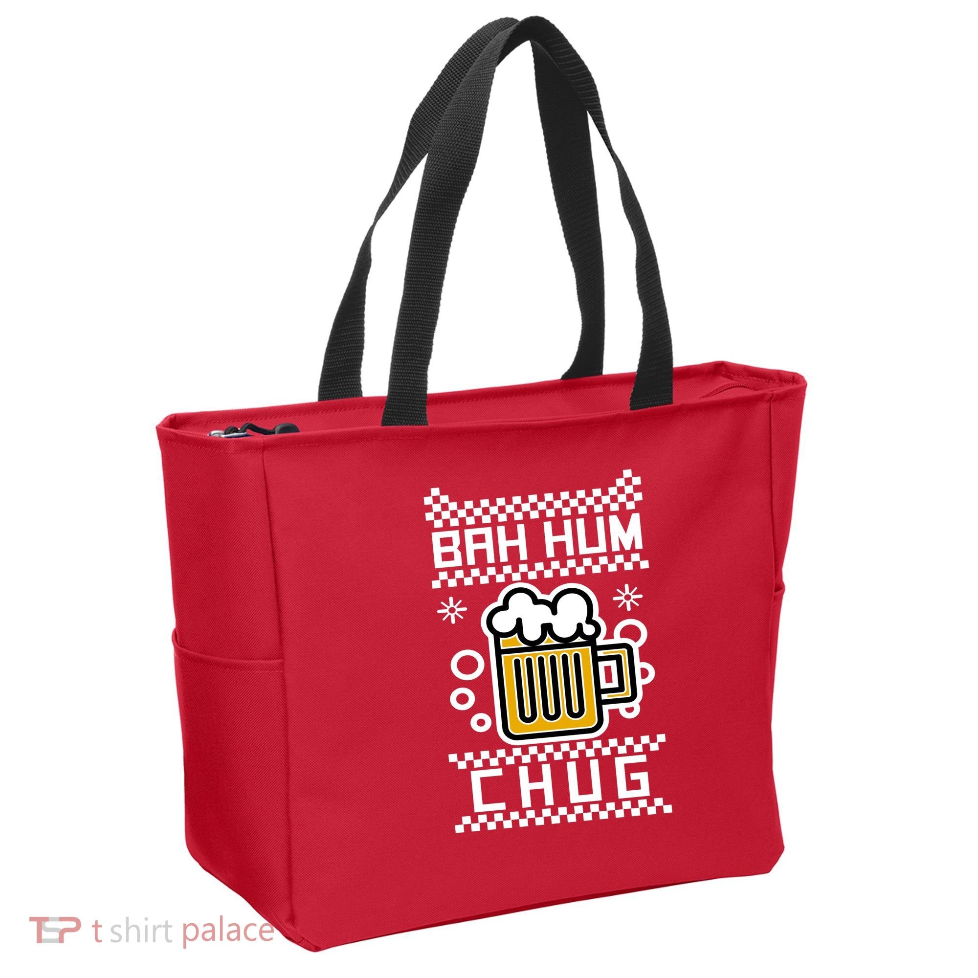 Christmas Bah Hum Chug Ugly Sweater Design Tote Bag