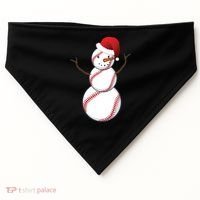 Christmas Baseball Snowman USA-Made Doggie Bandana thumb 0