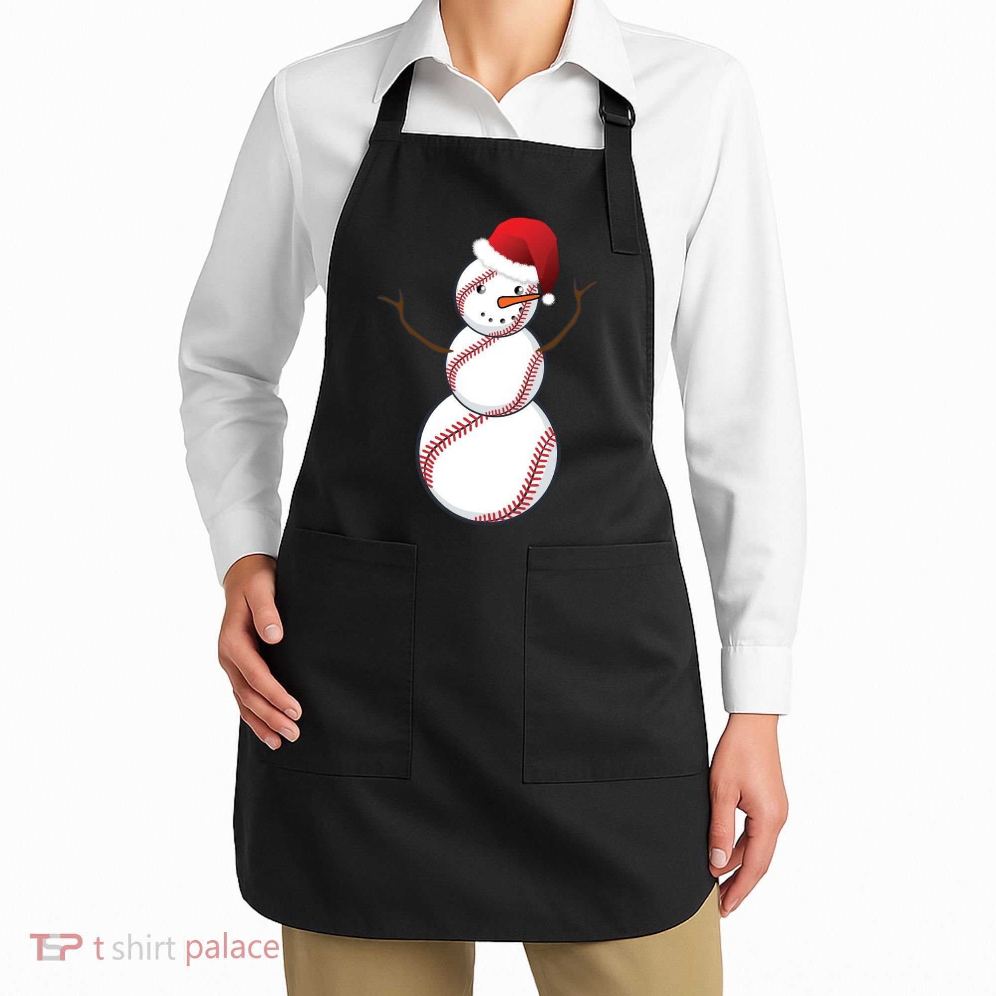 Christmas Baseball Snowman Apron