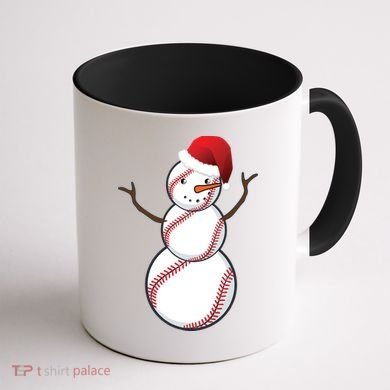 Christmas Baseball Snowman Coffee Mug back
