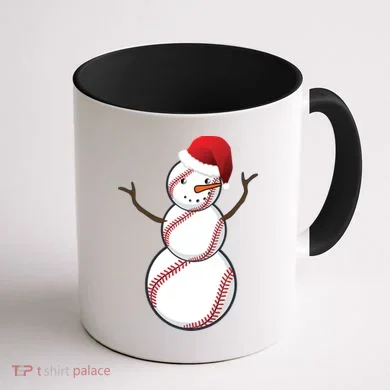 Christmas Baseball Snowman Coffee Mug back