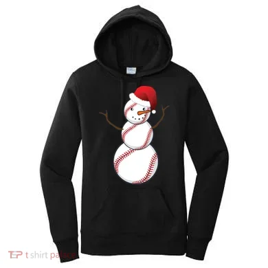 Christmas Baseball Snowman Women's Hoodie