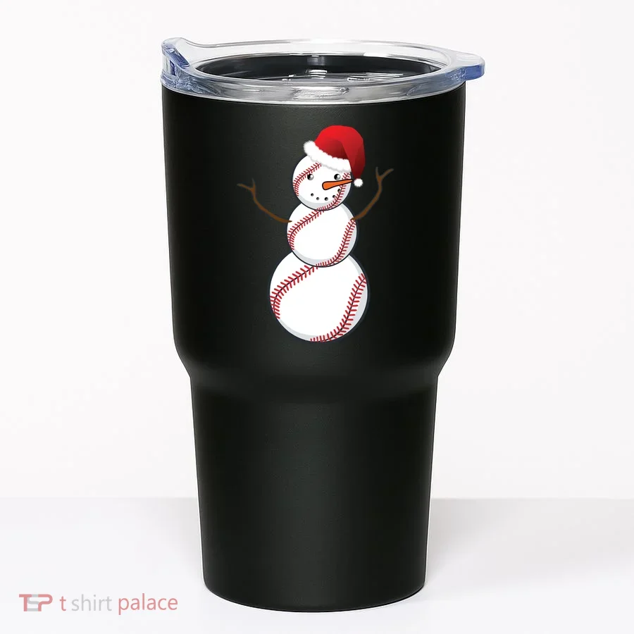 Christmas Baseball Snowman Tumbler