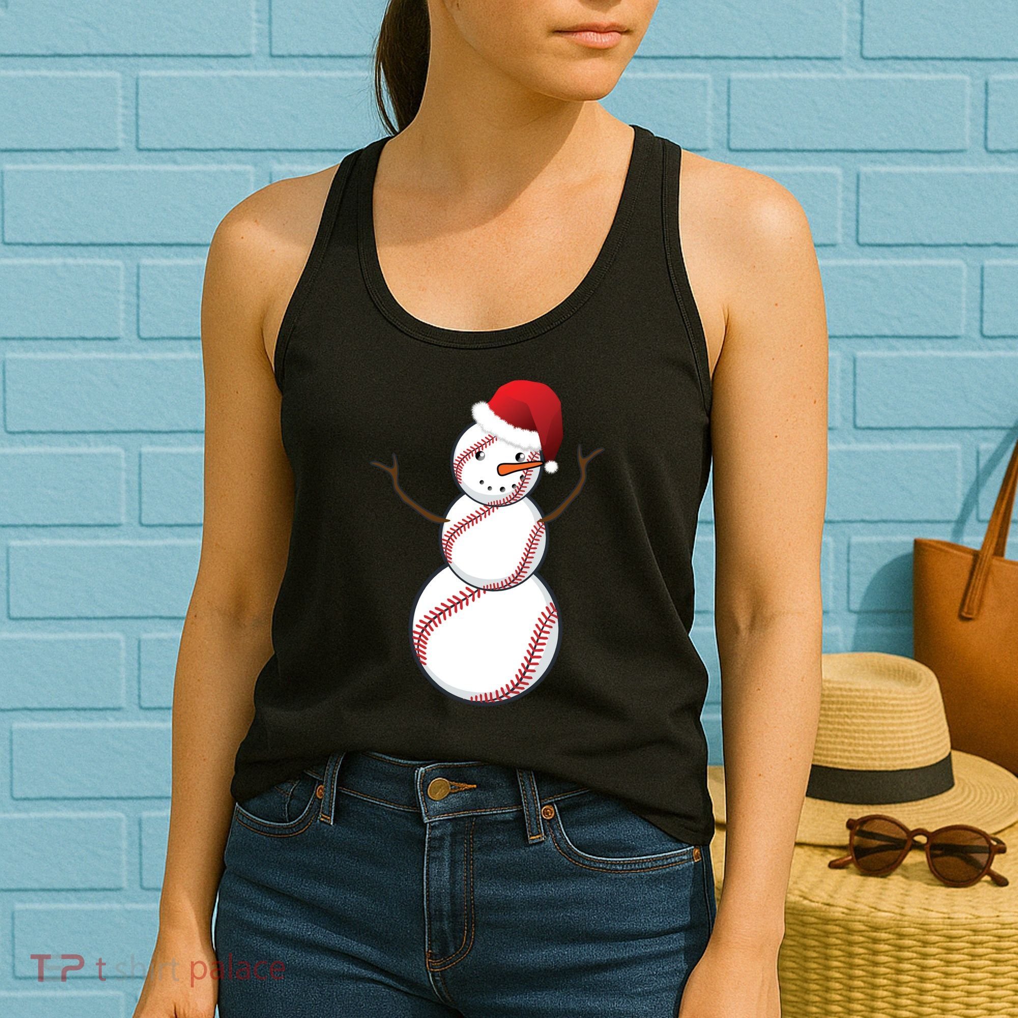 Christmas Baseball Snowman Women's Tank Top