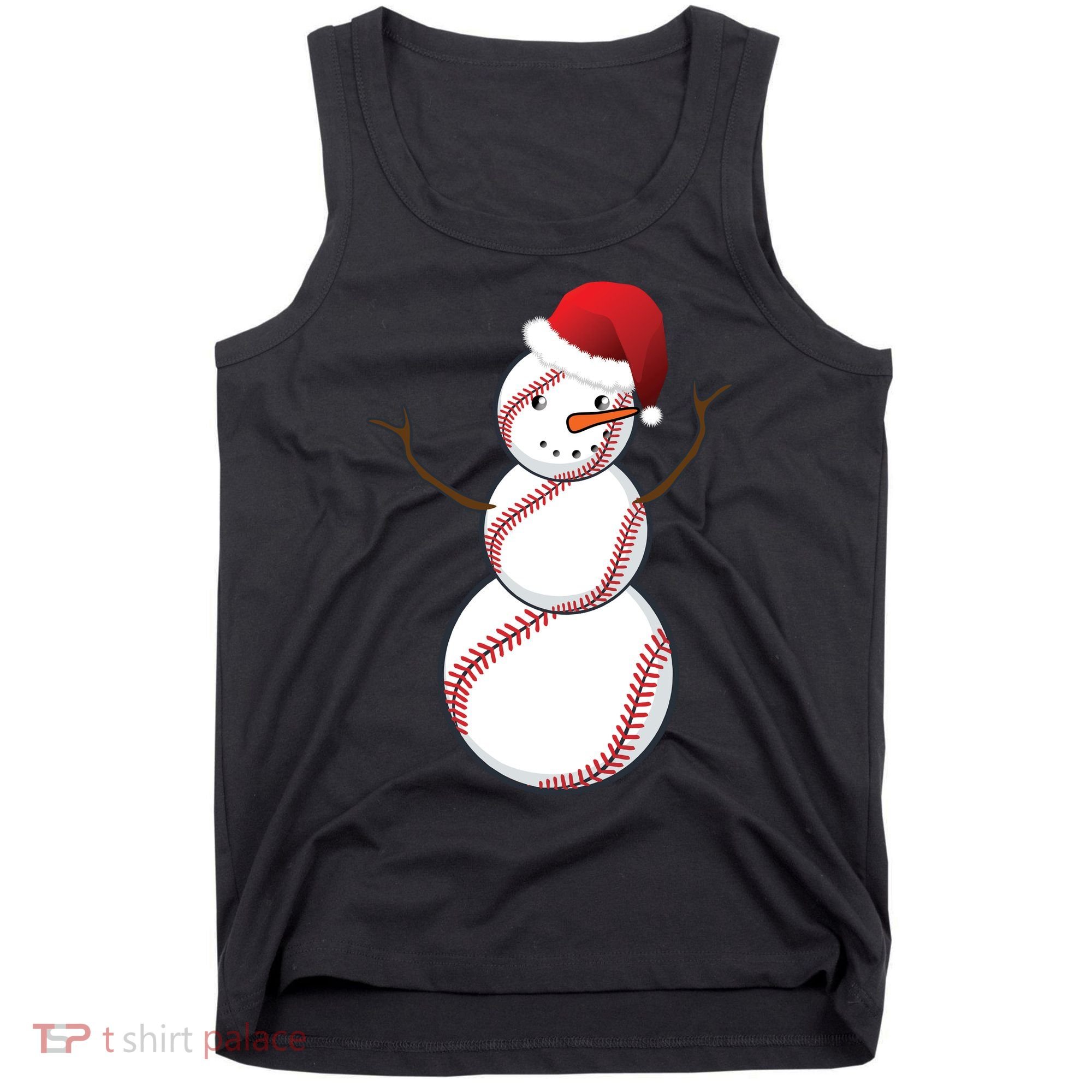 Christmas Baseball Snowman Tank Top