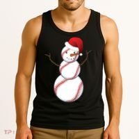 Christmas Baseball Snowman Tank Top thumb 3