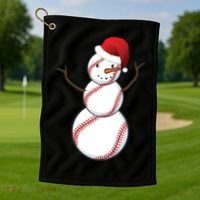 Christmas Baseball Snowman Golf Towel thumb 1