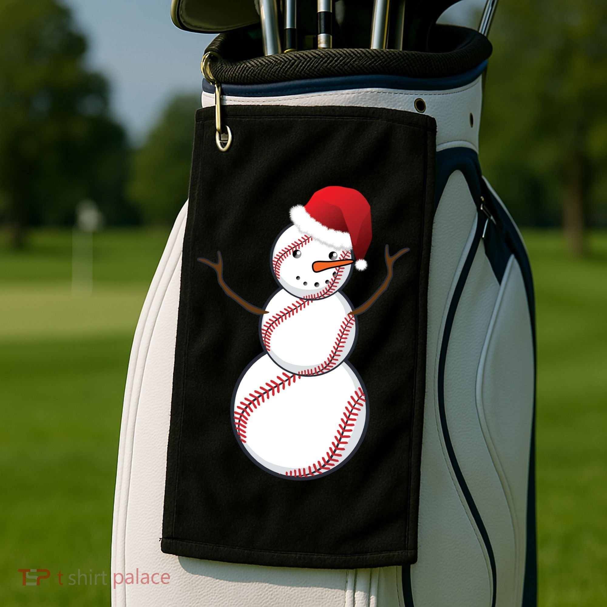 Christmas Baseball Snowman Golf Towel