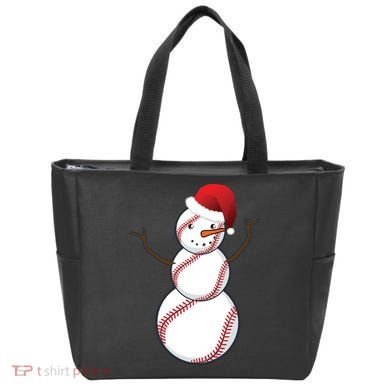 Christmas Baseball Snowman Tote Bag