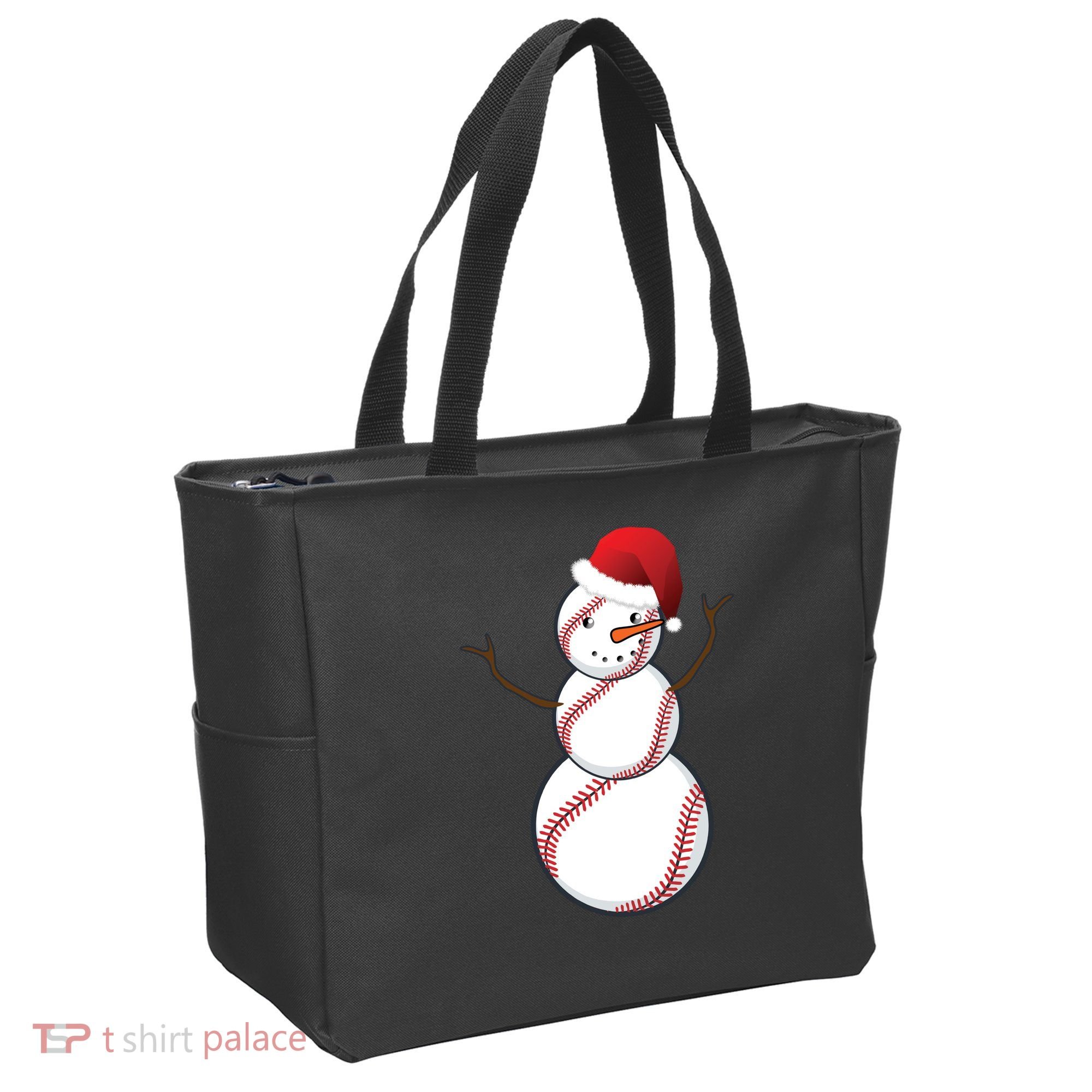 Christmas Baseball Snowman Tote Bag