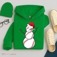 Christmas Baseball Snowman Hoodie thumb 4