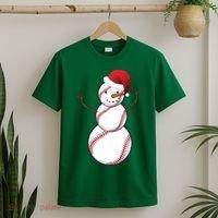 Christmas Baseball Snowman T-Shirt thumb 2
