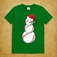 Christmas Baseball Snowman T-Shirt thumb 5