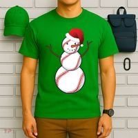Christmas Baseball Snowman T-Shirt thumb 6