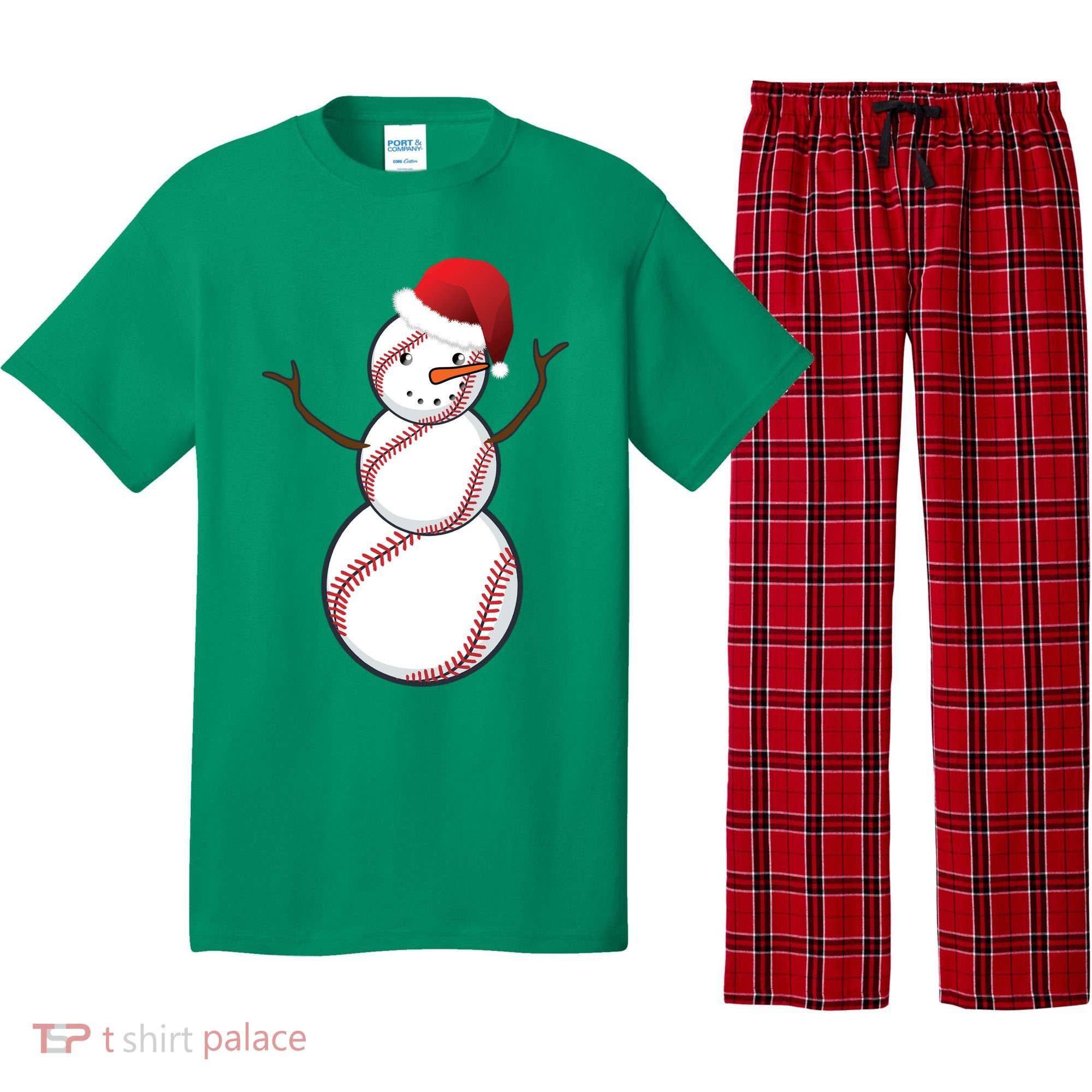 Christmas Baseball Snowman Pajama Set