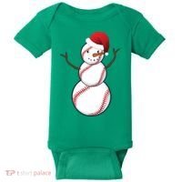 Christmas Baseball Snowman Baby Bodysuit thumb 0