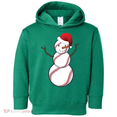 Christmas Baseball Snowman Toddler Hoodie