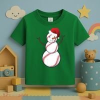 Christmas Baseball Snowman Toddler T-Shirt thumb 3