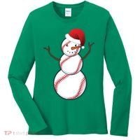 Christmas Baseball Snowman Women's Long Sleeve Shirt thumb 0