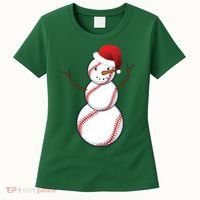 Christmas Baseball Snowman Women's T-Shirt thumb 0