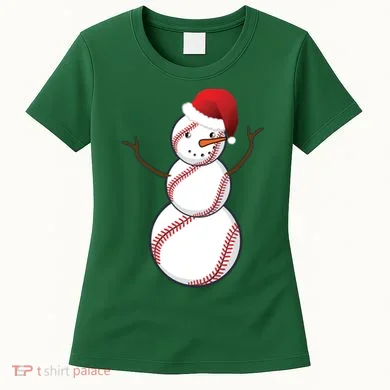 Christmas Baseball Snowman Women's T-Shirt