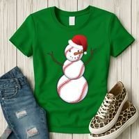 Christmas Baseball Snowman Women's T-Shirt thumb 3