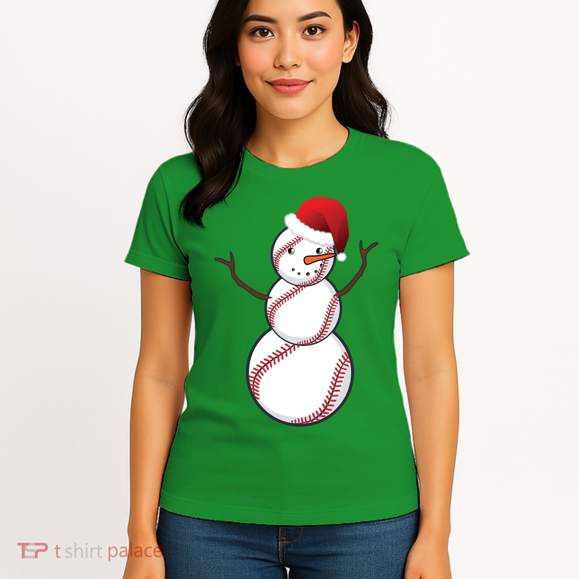 Christmas Baseball Snowman Women's T-Shirt