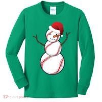 Christmas Baseball Snowman Kids Long Sleeve Shirt thumb 0
