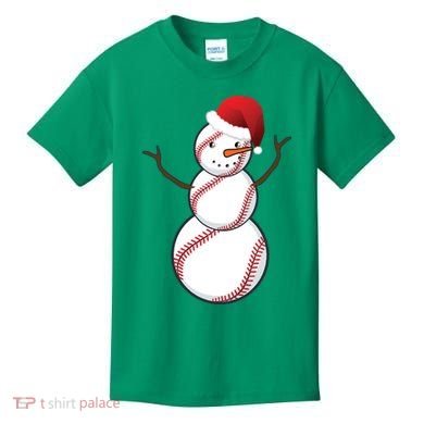 Christmas Baseball Snowman Kids T-Shirt