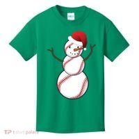 Christmas Baseball Snowman Kids T-Shirt thumb 0