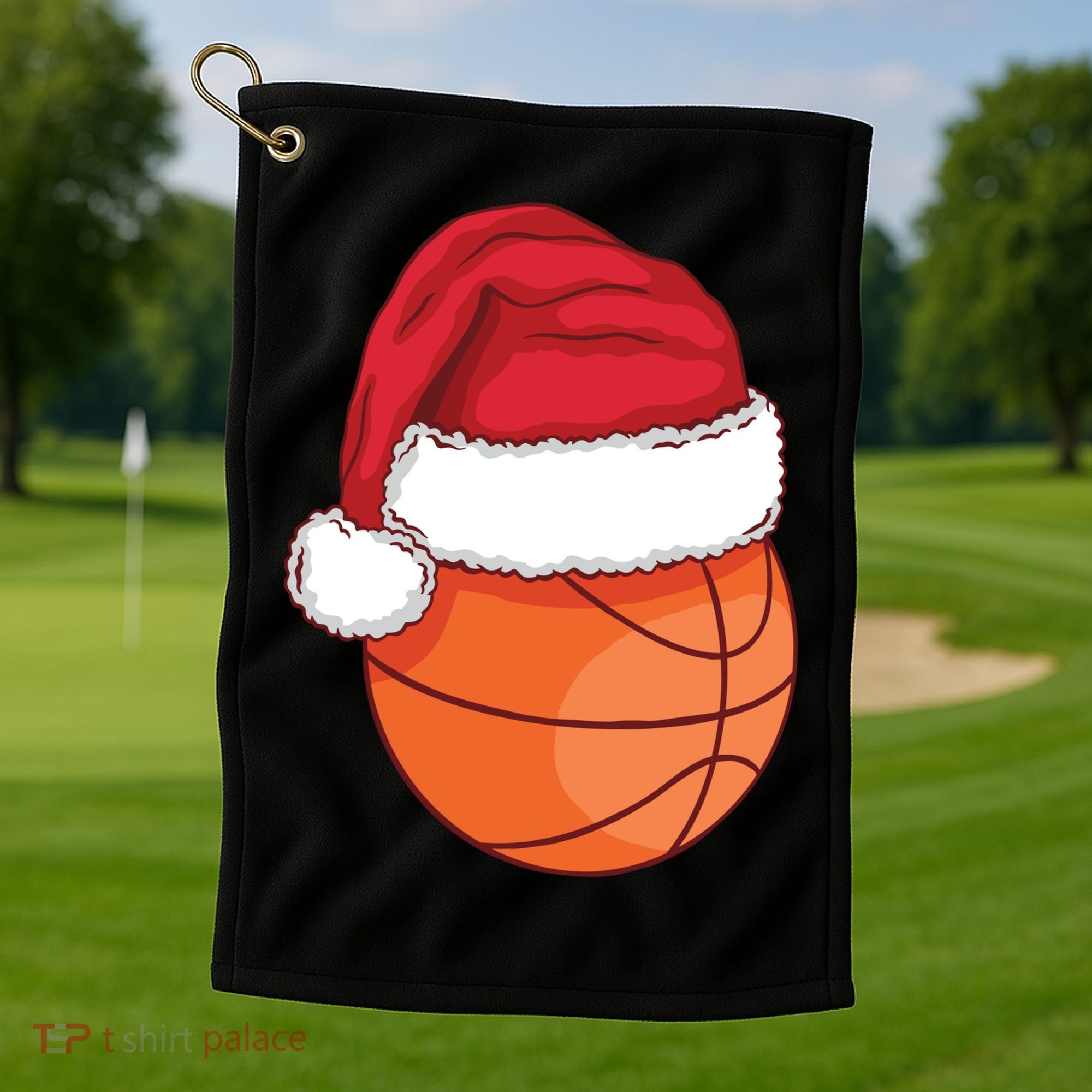 Christmas Basketball Santa Golf Towel