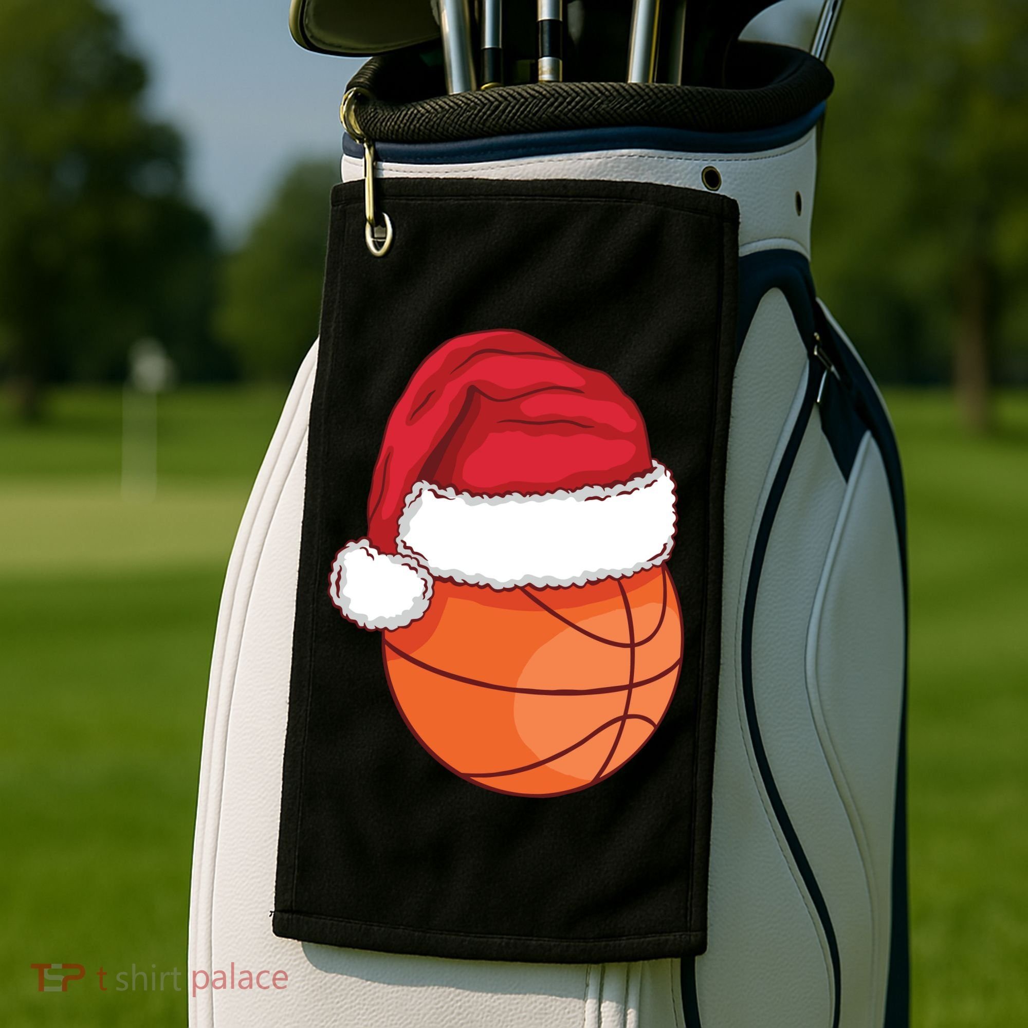 Christmas Basketball Santa Golf Towel