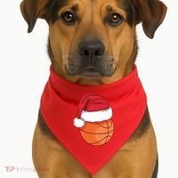 Christmas Basketball Santa USA-Made Doggie Bandana thumb 1