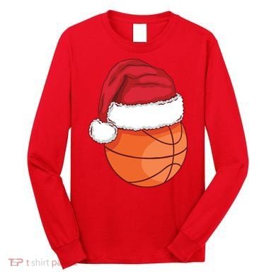 Christmas Basketball Santa Long Sleeve Shirt