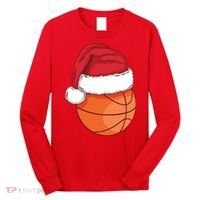 Christmas Basketball Santa Long Sleeve Shirt thumb 0