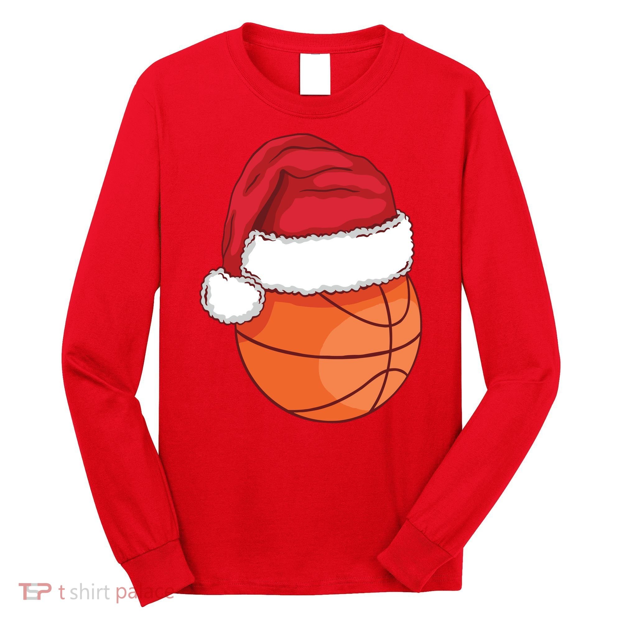 Christmas Basketball Santa Long Sleeve Shirt