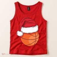 Christmas Basketball Santa Tank Top thumb 2