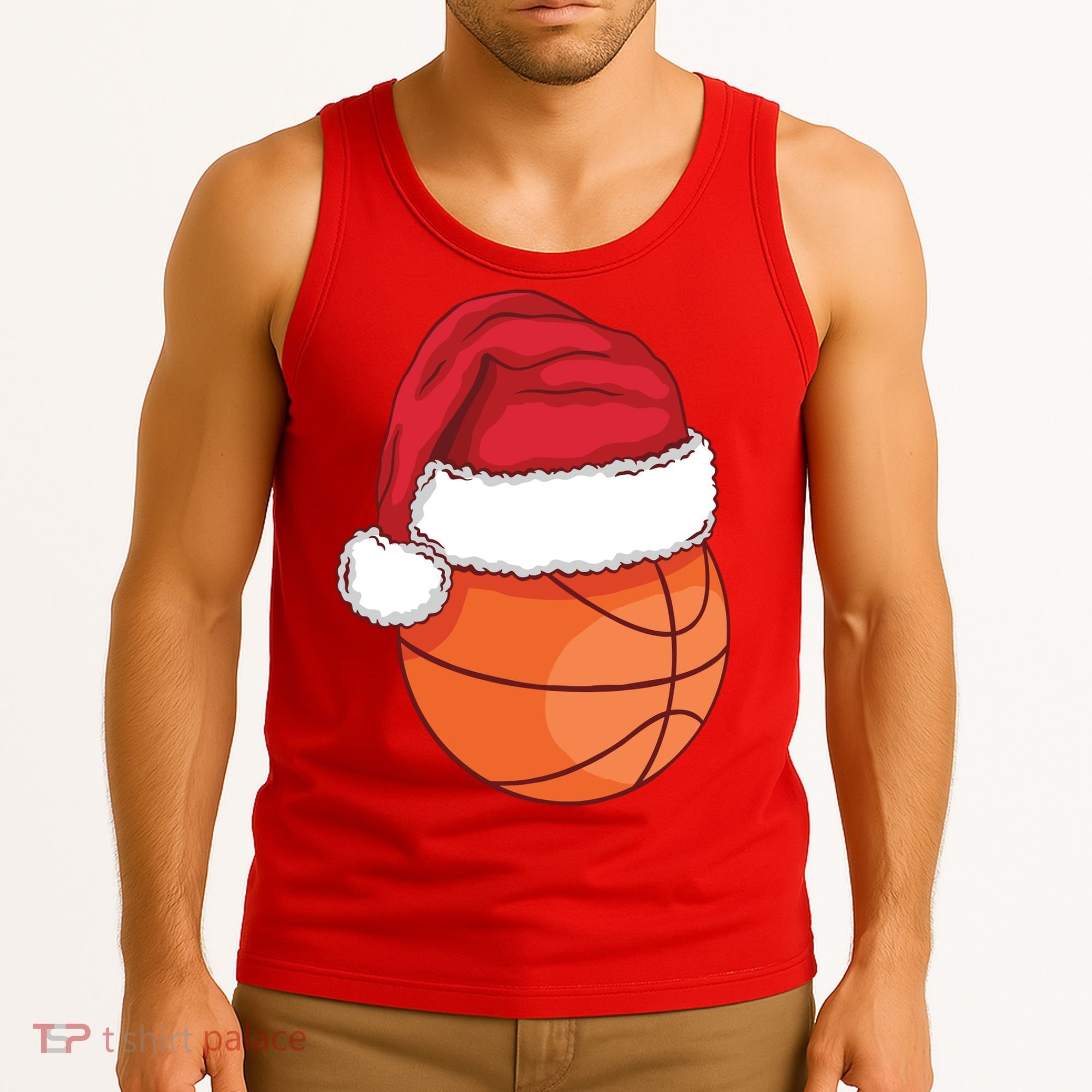 Christmas Basketball Santa Tank Top